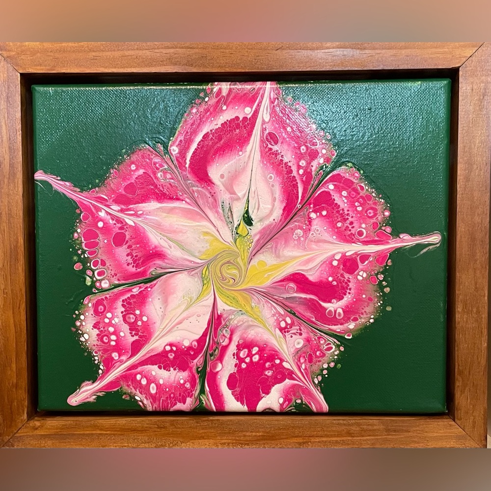 Pink Pansy original hand painted acrylic on stretched canvas 8”x10”